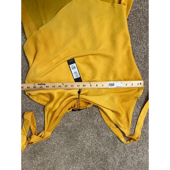 BCBGMaxazria Kira Cowlneck halter top mustard yellow NEW MSRP $138 SZ LG - Picture 7 of 7